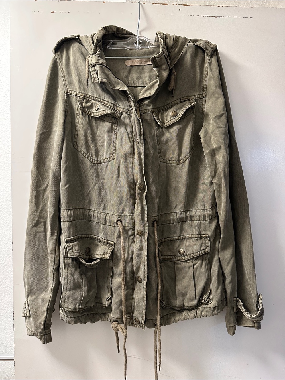 Max Jeans Olive Utility Anorak Jacket with Hood